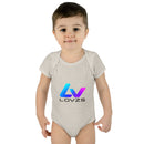 Infant Bodysuit — LOvZS Gradient Logo Baby Onesie (Front & Back Neon Apparel Design)
