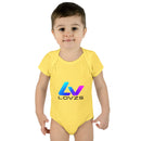Infant Bodysuit — LOvZS Gradient Logo Baby Onesie (Front & Back Neon Apparel Design)