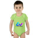 Infant Bodysuit — LOvZS Gradient Logo Baby Onesie (Front & Back Neon Apparel Design)