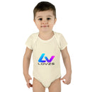 Infant Bodysuit — LOvZS Gradient Logo Baby Onesie (Front & Back Neon Apparel Design)