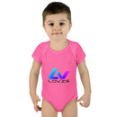 Infant Bodysuit — LOvZS Gradient Logo Baby Onesie (Front & Back Neon Apparel Design)