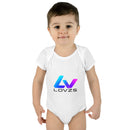 Infant Bodysuit — LOvZS Gradient Logo Baby Onesie (Front & Back Neon Apparel Design)