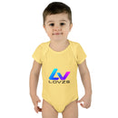 Infant Bodysuit — LOvZS Gradient Logo Baby Onesie (Front & Back Neon Apparel Design)