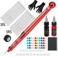 1 Set Hand Poke Pen and Stick Tool Tattoo Needle Holder 15ml black and redTattoo Ink Cup Pigment Glover Grommet Bandage Kit