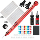 1 Set Hand Poke Pen and Stick Tool Tattoo Needle Holder 15ml black and redTattoo Ink Cup Pigment Glover Grommet Bandage Kit