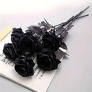 5/10pcs Artificial Black Roses for Home Decor, Long Stem Fake Flowers No Vase, Wedding Halloween Party Table Centerpiece