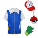 Anime Trainer Cosplay Costume – Blue Jacket, Cap & Gloves Set