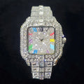 Luxury Iced-Out Square Watch – Colorful Hip Hop Style