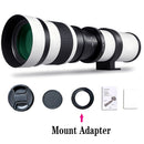 Super Telephoto Lens for Canon/Nikon/Sony - 420-800mm F/8.3-16 Long Focus Lens (Manual Zoom) for Manual Focus Dslr Cameras Lens