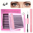 3D 190 PCS Cluster Lashes Kit – Lash Bond and Seal, Makeup Tools,DIY Lash Extension Set with Glue Accessories and Eyelash Curler