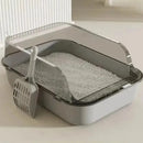 Semi-Enclosed Cat Litter Box Splashproof Kitten Toilet Tray Pet Cleaning Basin with High Sides for Indoor Use