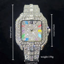 Luxury Iced-Out Square Watch – Colorful Hip Hop Style