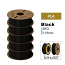 KINGROON 3D Printer Filament PLA PETG TPU ABS 5KG Bundle Black White Gray 1.75mm No Bubbles Plastic 5 Roll 1kg, Random Spool