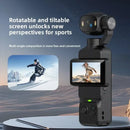 4K Handheld Action Camera HD 180° Rotatable Lens Electronic Anti-shake Pocket Vlog Camera with Fill Light for Outdoor Sports