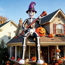 Outdoor 12 FT Halloween Inflatables Giant Skeleton Wizard Blow Broom Pumpkin Built LED Lights Yard Lawn Garden Party Decor
