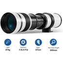Super Telephoto Lens for Canon/Nikon/Sony - 420-800mm F/8.3-16 Long Focus Lens (Manual Zoom) for Manual Focus Dslr Cameras Lens