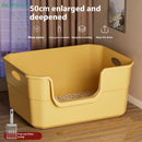 ♥Extra Large Cat Litter Box;Semi-Enclosed & Open Design, Anti-Splash Cat Toilet with High Sides