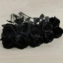 5/10pcs Artificial Black Roses for Home Decor, Long Stem Fake Flowers No Vase, Wedding Halloween Party Table Centerpiece