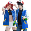 Anime Trainer Cosplay Costume – Blue Jacket, Cap & Gloves Set