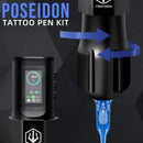 Tattoo Kit Or Tattoo Machnie POSEIDON New Cool Tattoo Pen Kit For Permanent Makeup Tattoo Machine Kit Wireless Tattoo Gun Kit