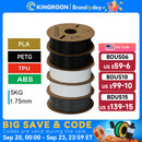 KINGROON 3D Printer Filament PLA PETG TPU ABS 5KG Bundle Black White Gray 1.75mm No Bubbles Plastic 5 Roll 1kg, Random Spool
