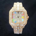 Luxury Iced-Out Square Watch – Colorful Hip Hop Style
