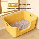 ♥Extra Large Cat Litter Box;Semi-Enclosed & Open Design, Anti-Splash Cat Toilet with High Sides