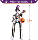 Outdoor 12 FT Halloween Inflatables Giant Skeleton Wizard Blow Broom Pumpkin Built LED Lights Yard Lawn Garden Party Decor