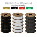 KINGROON 3D Printer Filament PLA PETG TPU ABS 5KG Bundle Black White Gray 1.75mm No Bubbles Plastic 5 Roll 1kg, Random Spool