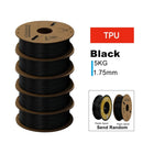 KINGROON 3D Printer Filament PLA PETG TPU ABS 5KG Bundle Black White Gray 1.75mm No Bubbles Plastic 5 Roll 1kg, Random Spool