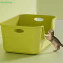 ♥Extra Large Cat Litter Box;Semi-Enclosed & Open Design, Anti-Splash Cat Toilet with High Sides