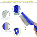 4 Pack Flea Lice Comb, Stainless Steel Dog Cat Grooming Combs with Rounded Teeth, Double Sided Professional Pet Tear Stain Remover