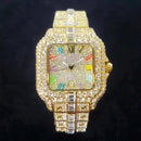 Luxury Iced-Out Square Watch – Colorful Hip Hop Style
