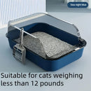 Semi-Enclosed Cat Litter Box Splashproof Kitten Toilet Tray Pet Cleaning Basin with High Sides for Indoor Use