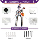Outdoor 12 FT Halloween Inflatables Giant Skeleton Wizard Blow Broom Pumpkin Built LED Lights Yard Lawn Garden Party Decor