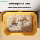 ♥Extra Large Cat Litter Box;Semi-Enclosed & Open Design, Anti-Splash Cat Toilet with High Sides